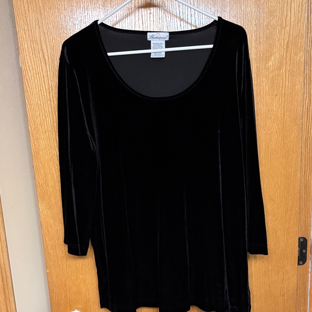 5 for $25 Weatherproof Black Velvet Long Sleeve Top